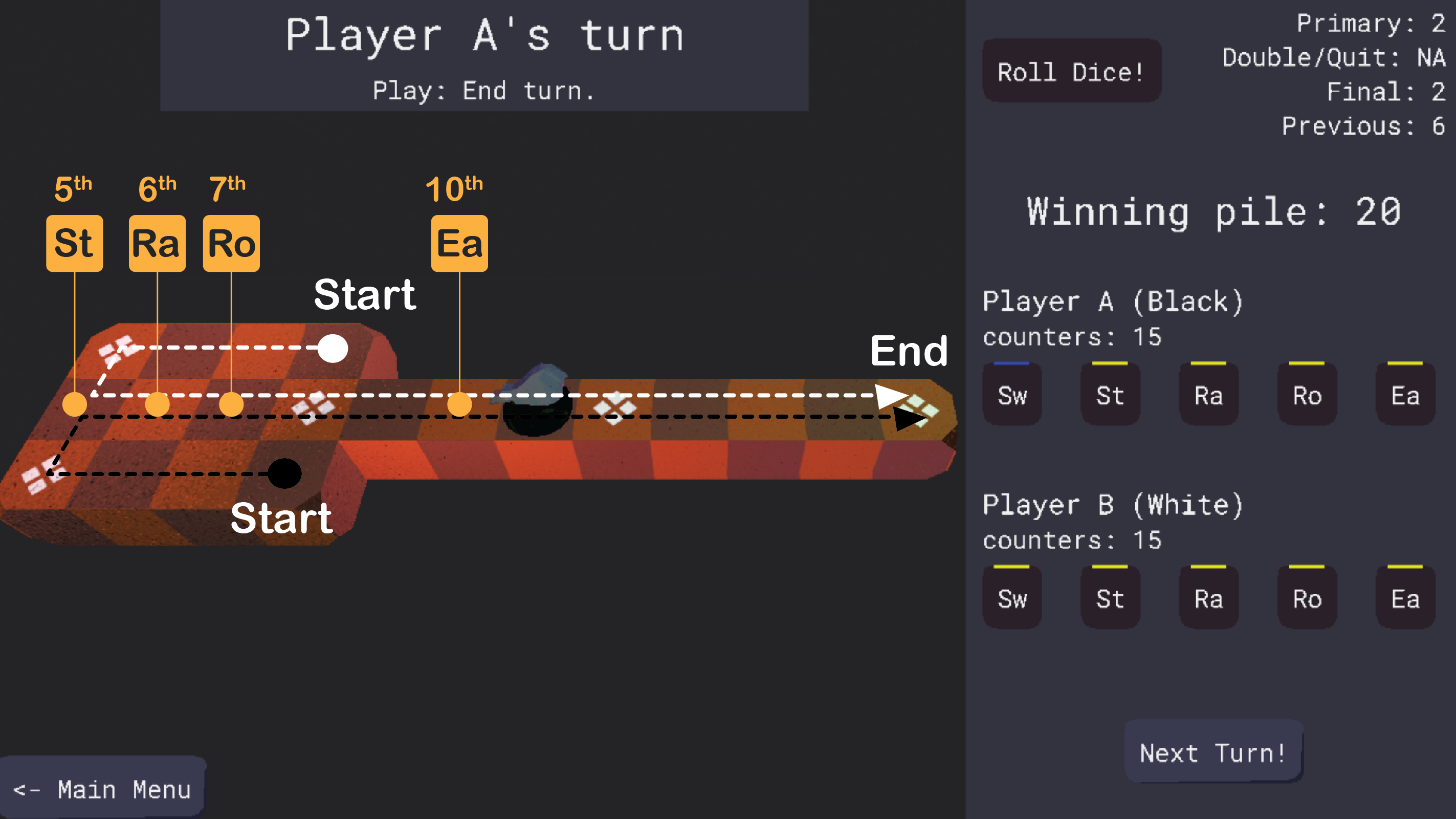 The route over which players compete in The Royal Game of Ur